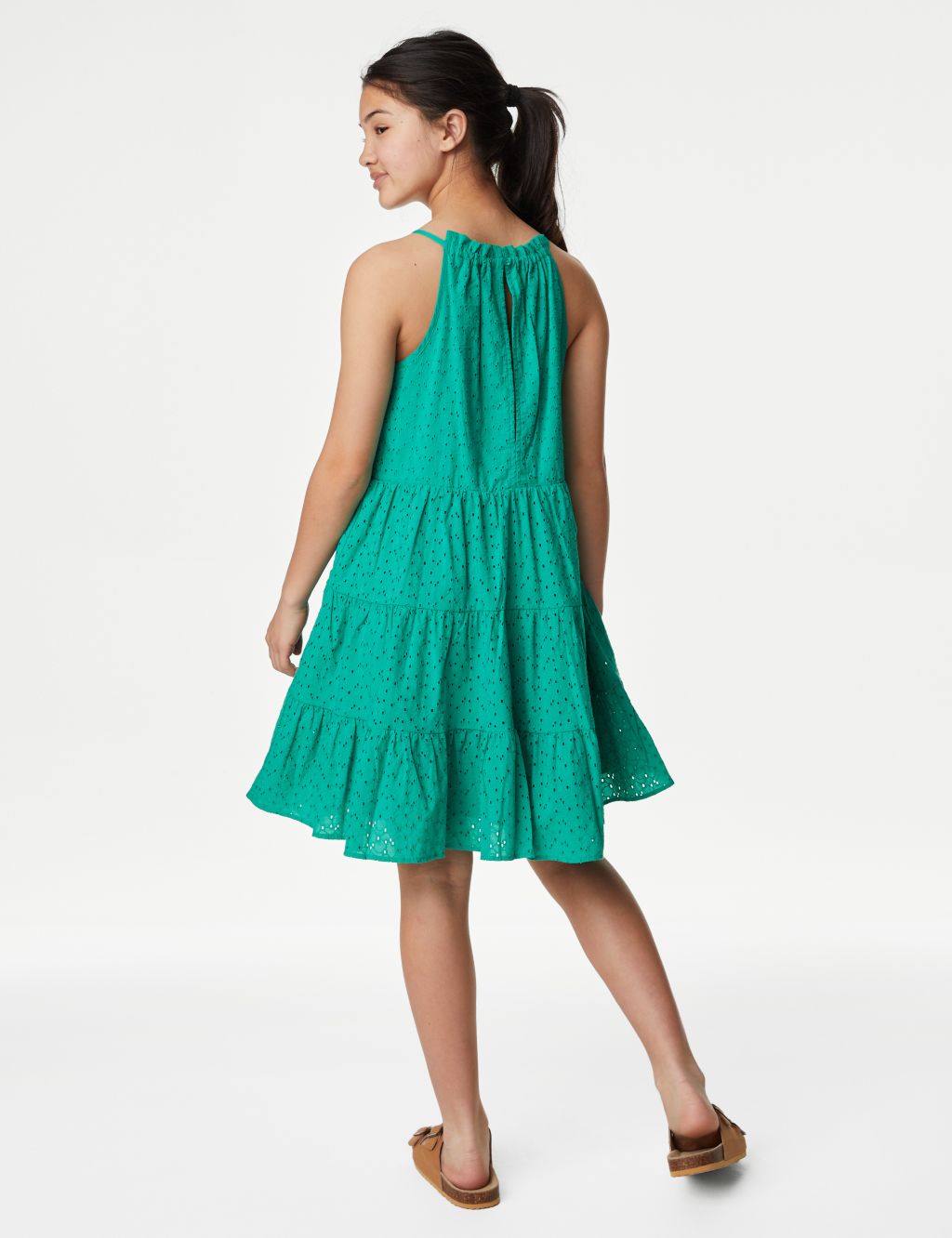 Pure Cotton Broderie Dress (6-16 Yrs) image 3