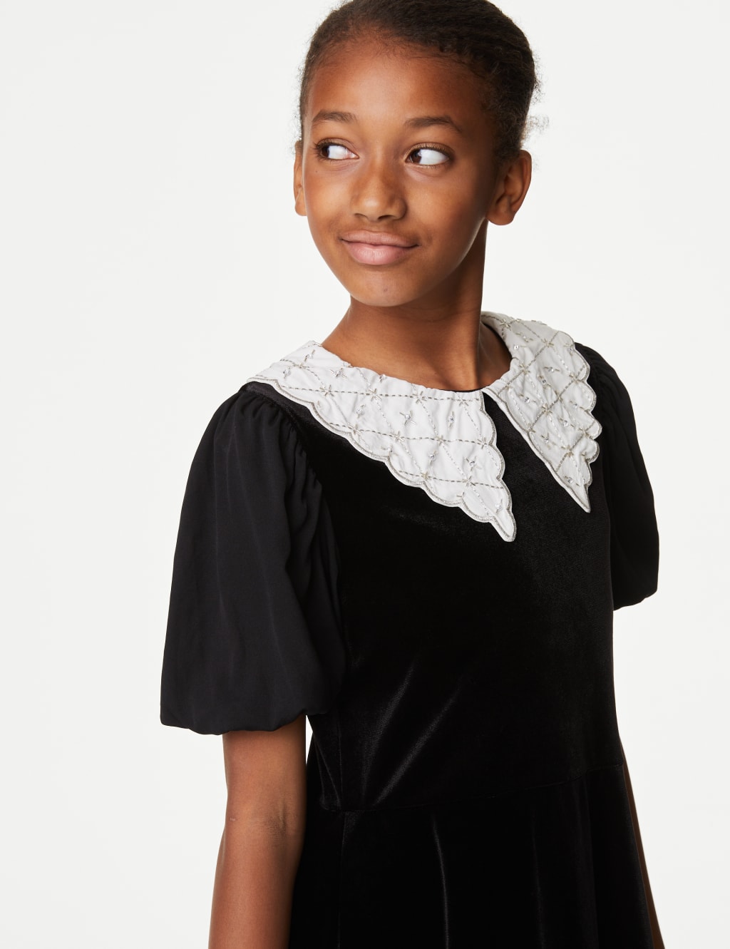 Velvet Embellished Collar Dress (6-16 Yrs) image 3