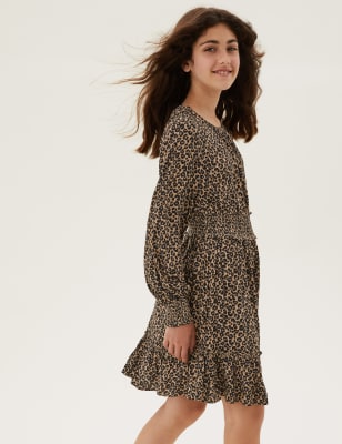 

Girls M&S Collection Leopard Spot Print Shirred Dress (6-16 Yrs) - Beige Mix, Beige Mix