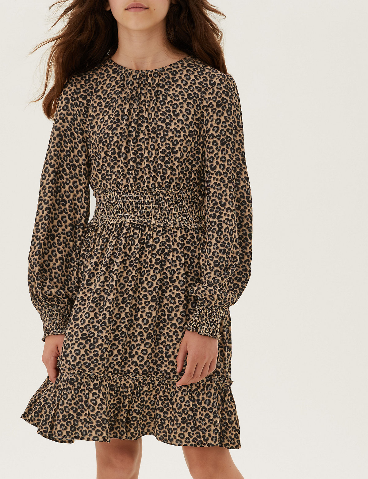 Leopard Spot Print Shirred Dress (6-16 Yrs)