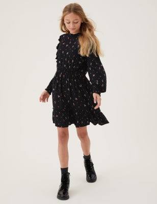 

M&S Collection Gesmoktes Kleid mit Blumenmuster (6-16 Jahre) - Black Mix, Black Mix