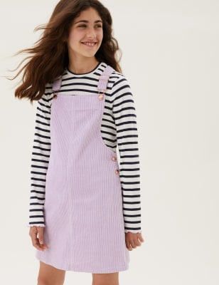 

Girls M&S Collection 2pc Striped Pinafore Outfit (6-16 Yrs) - Lilac Mix, Lilac Mix