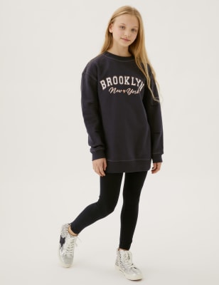

Girls M&S Collection Cotton Rich Brooklyn Slogan Dress (6-16 Yrs) - Charcoal, Charcoal