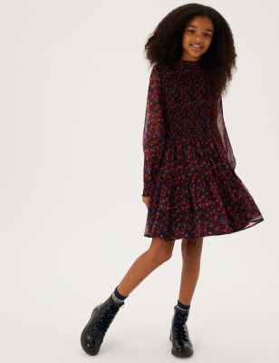 

Girls M&S Collection Floral Tiered Dress (6-16 Yrs) - Black Mix, Black Mix