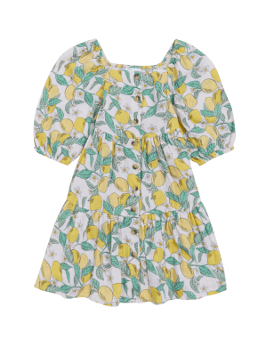 

M&S Collection Kleid aus reiner Baumwolle mit Zitronenmuster (6-16 J.) - Pink Mix, Pink Mix