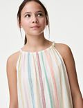 Pure Cotton Striped Halterneck Dress (6-16 Yrs)