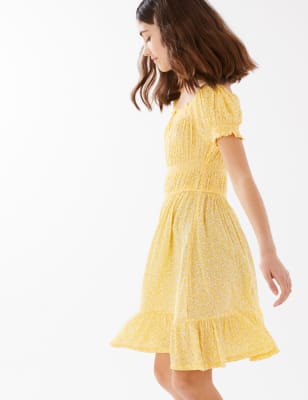 

M&S Collection Gesmoktes Kleid mit Blumenmuster (6-16 Jahre) - Yellow, Yellow