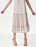 שמלה עם הדפס פרחוני וגימור מתכתי (16-6 שנים)