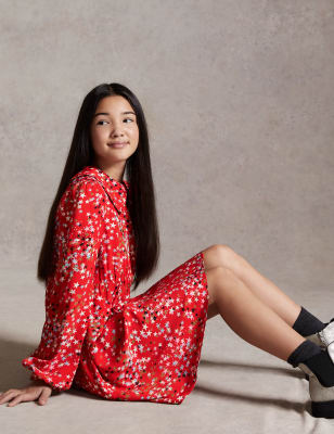 

M&S X GHOST Gesmoktes Kleid mit Sternmuster (6-16 Jahre) - Red Mix, Red Mix