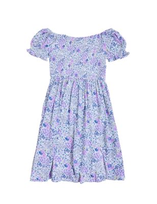 

Girls M&S Collection Floral Midi Shirred Dress (6-16 Yrs) - Lilac Mix, Lilac Mix