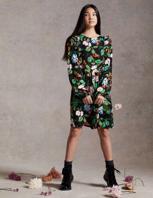 

Girls M&S X GHOST Shirred Floral Dress (6-16 Yrs) - Black Mix, Black Mix