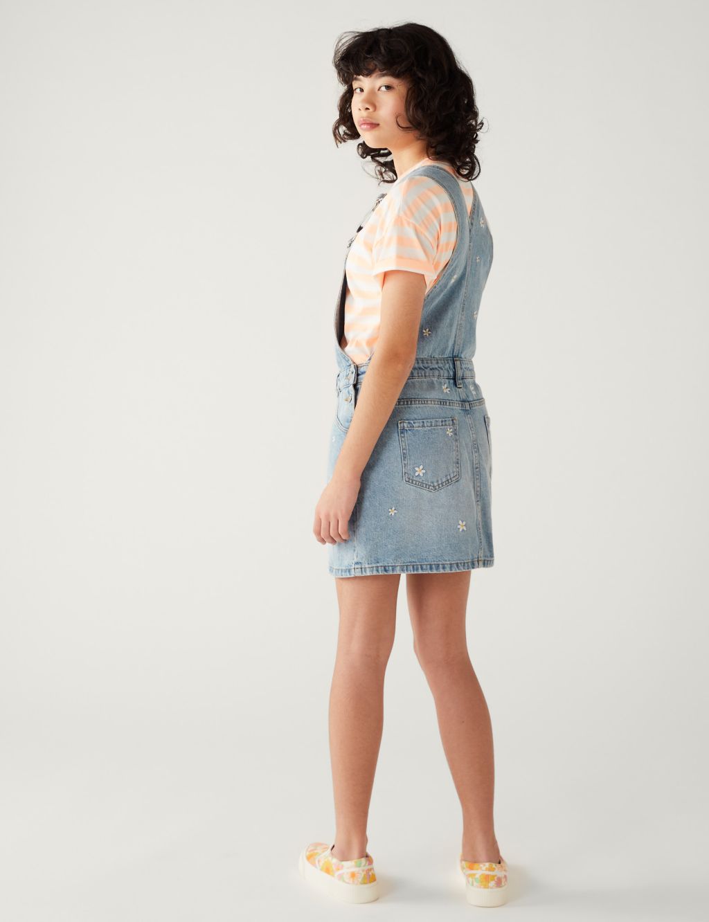 Denim Embroidered Daisy Pinafore (6-16 Yrs) image 3