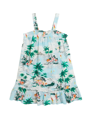 

Girls M&S Collection Tropical Print Dress (6-16 Yrs) - Blue Mix, Blue Mix