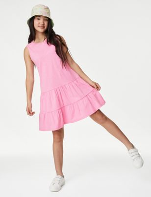 

Girls M&S Collection Pure Cotton Tiered Dress (6-16 Yrs) - Pink, Pink