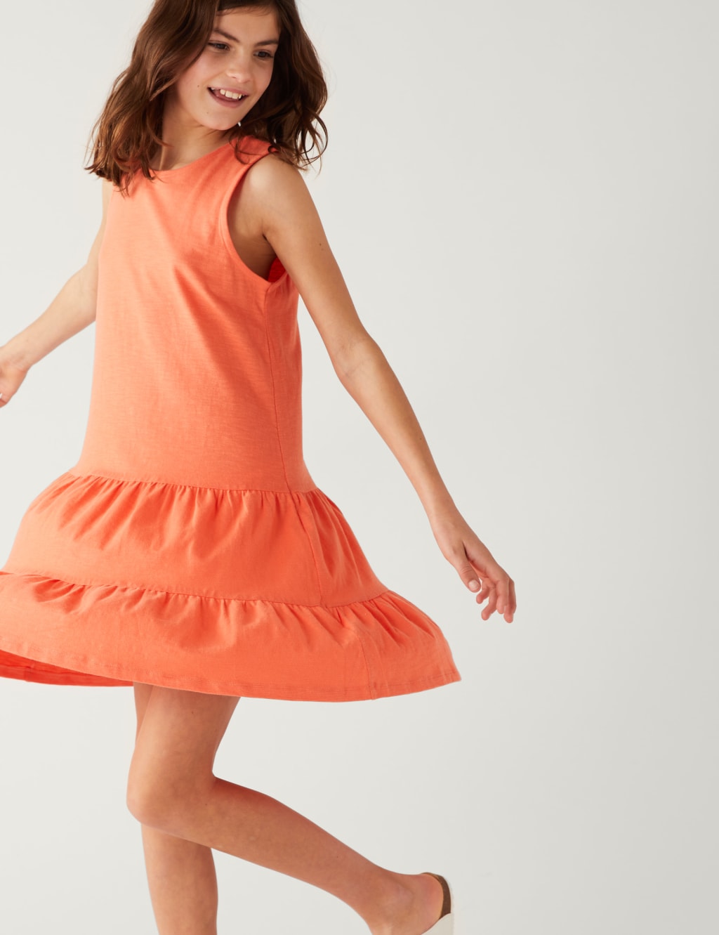 Pure Cotton Tiered Dress (6-16 Yrs) image 2