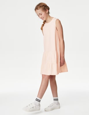 

Girls M&S Collection Pure Cotton Tiered Dress (6-16 Yrs) - Peach, Peach