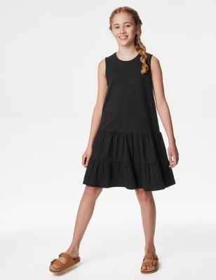 

Girls M&S Collection Pure Cotton Tiered Dress (6-16 Yrs) - Black, Black