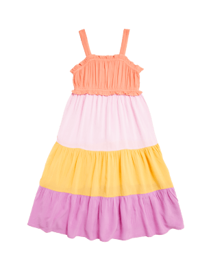 

Girls M&S Collection Tiered Dress (6-16 Yrs) - Coral Mix, Coral Mix