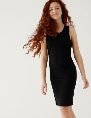 

M&S Collection Geripptes Kleid mit hohem Baumwollanteil (6-16 J.) - Black, Black