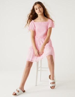 

Girls M&S Collection Tiered Dress (6-16 Yrs) - Pink, Pink