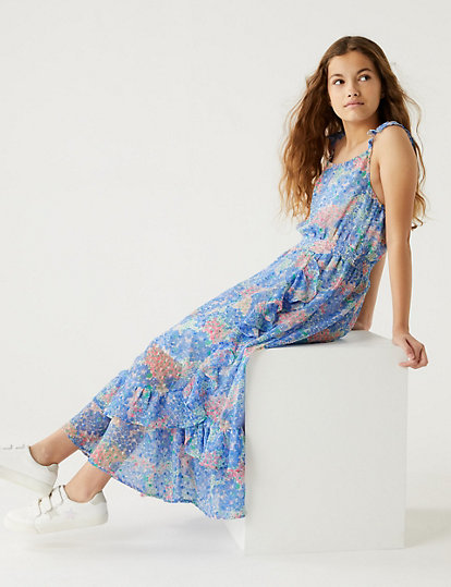 M&S Collection Floral Maxi Dress (6-16 Yrs) - 6-7 Y - Multi, Multi