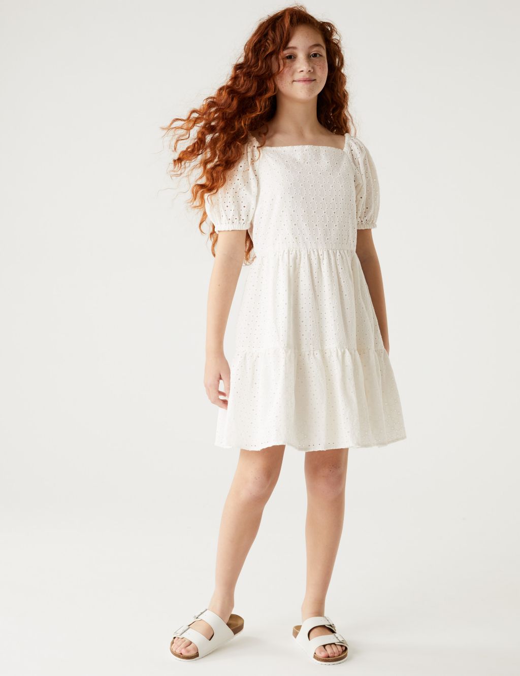 Pure Cotton Tiered Dress (6-16 Yrs) image 2