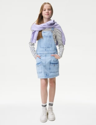 Ensemble 2 pi ces avec robe chasuble en jean du 6 au 16 ans