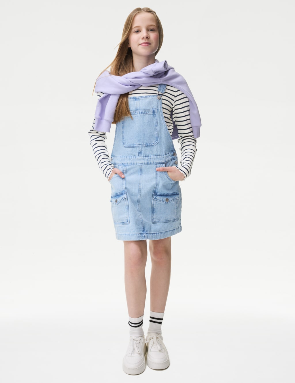 Strawberry Denim Pinafore Dress