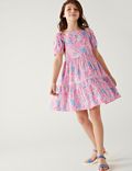 Pure Cotton Floral Tiered Dress