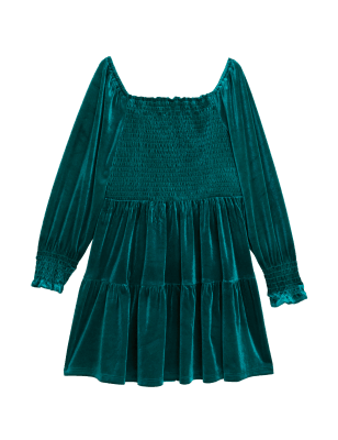 

Girls M&S Collection Velvet Tiered Dress (6 - 16 Yrs) - Green, Green