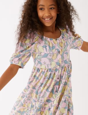 Girls lemon print dress sale