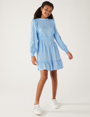 

M&S Collection Kleid mit Blumenmuster (6-16 J.) - Blue, Blue