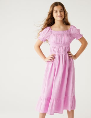 

M&S Collection Vestido de algodón fruncido (6-16 años) - Pink, Pink
