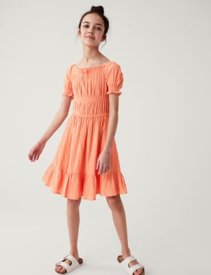 

Girls M&S Collection Cotton Rich Tiered Dress (6-16 Yrs) - Coral, Coral