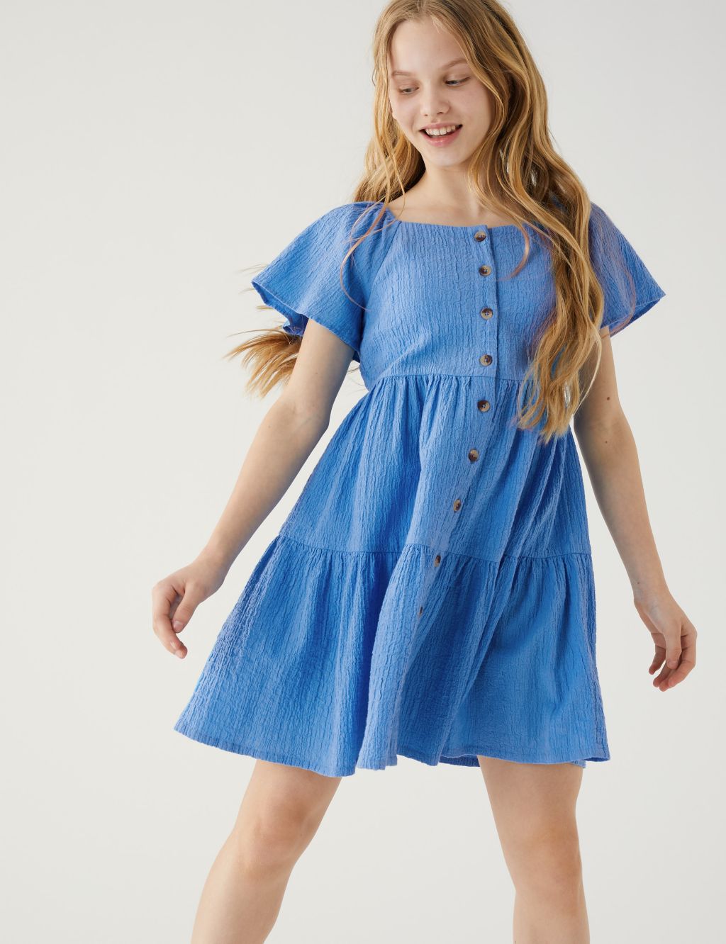 Cotton Rich Tiered Dress (6-16 Yrs) image 2