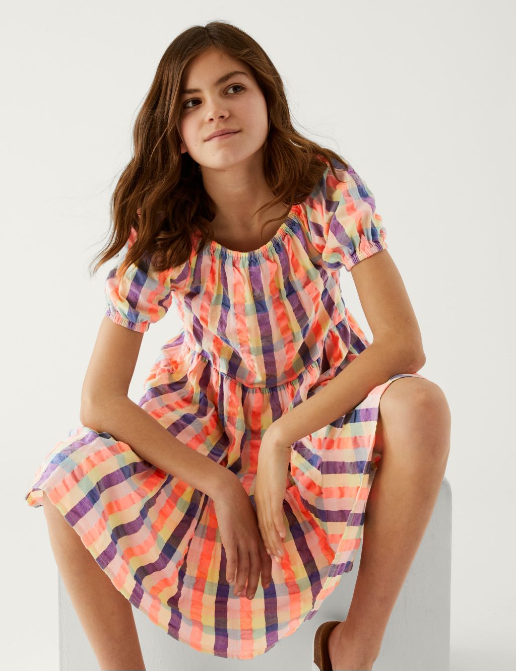 Cotton Rich Checked Dress (6-16 Yrs) image 1