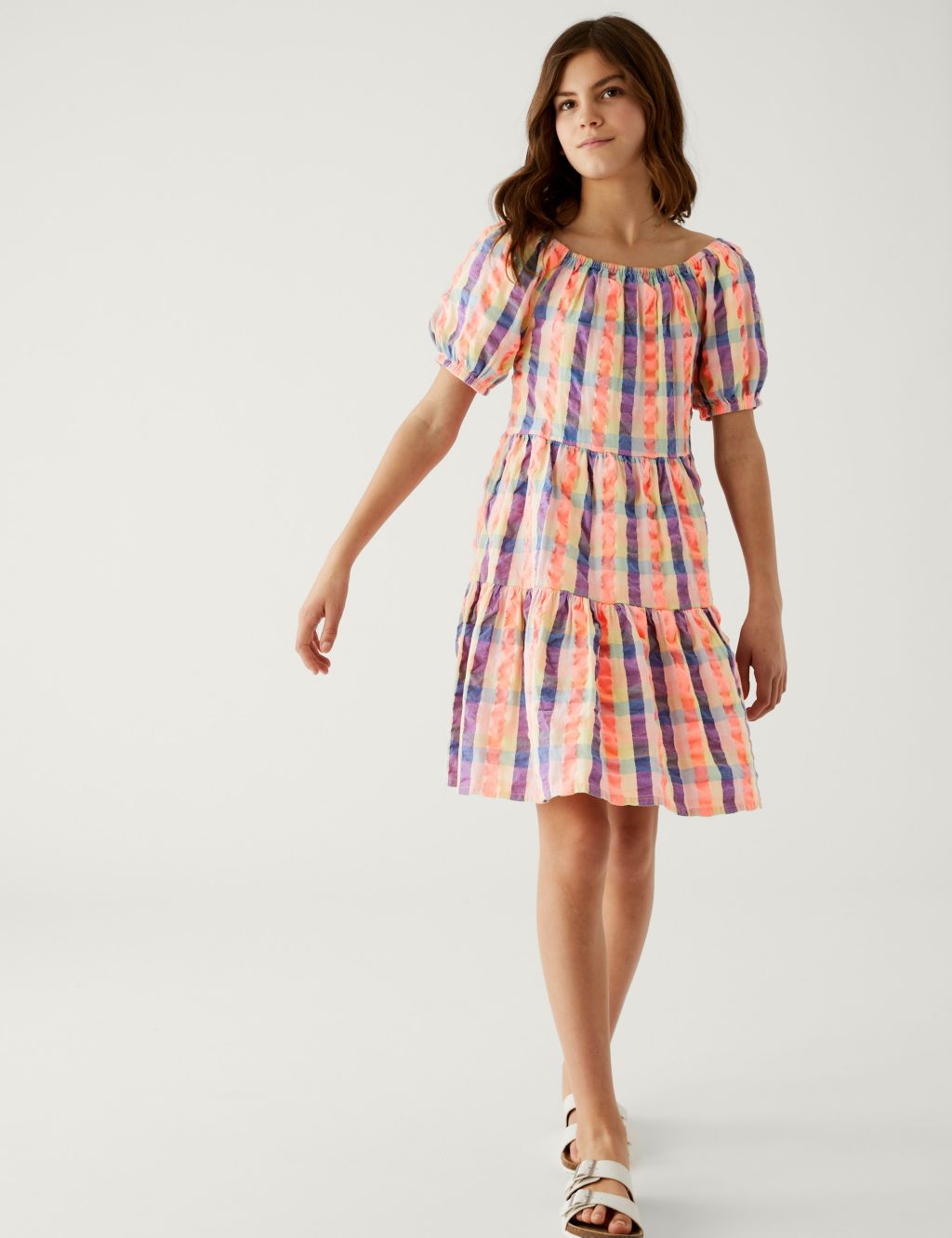 Cotton Rich Checked Dress (6-16 Yrs) image 2