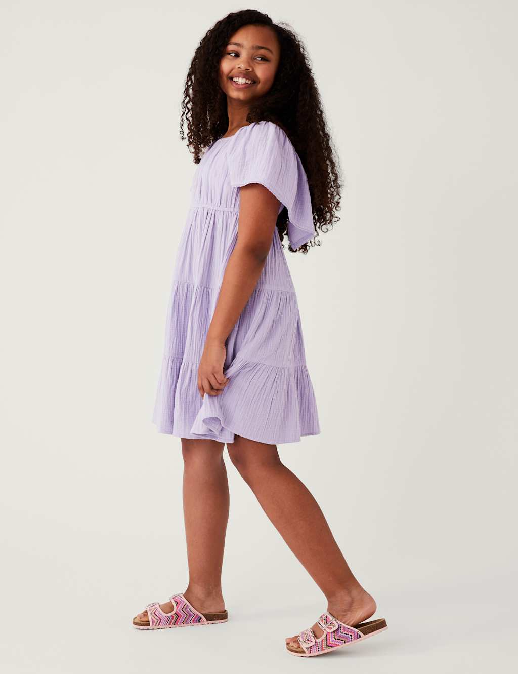 Pure Cotton Tiered Dress (6-16 Yrs) image 2