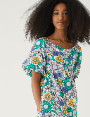 

M&S Collection Vestido floral 100% algodón (6-16 años) - Green Mix, Green Mix