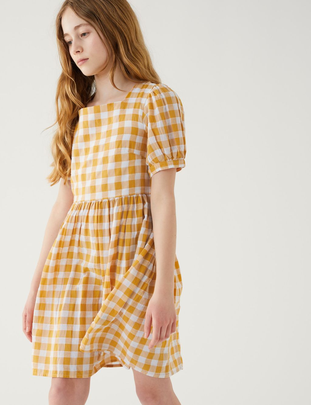 Pure Cotton Checked Dress (6-16 Yrs) image 2