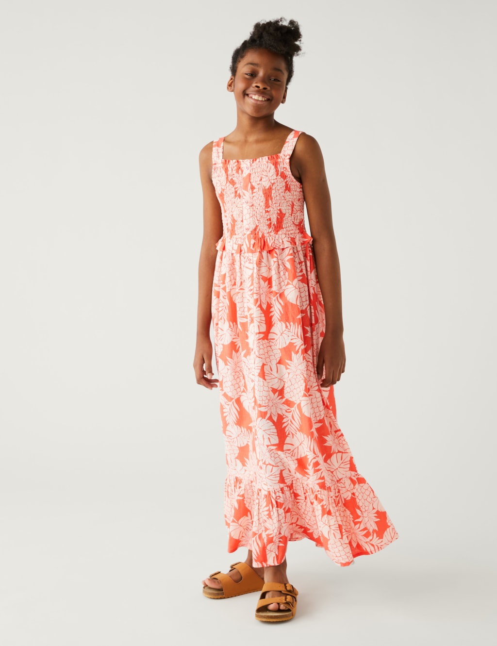 Pure Cotton Pineapple Print Maxi Dress (6-16 Yrs) image 1