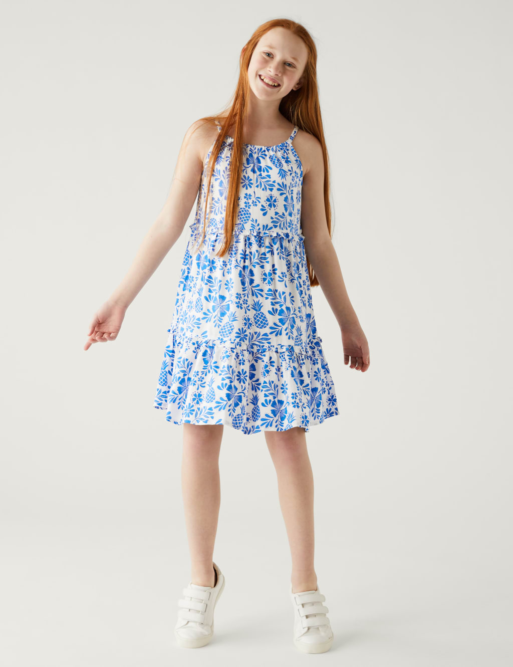 Pineapple Print Tiered Dress (6-16 Yrs) image 1