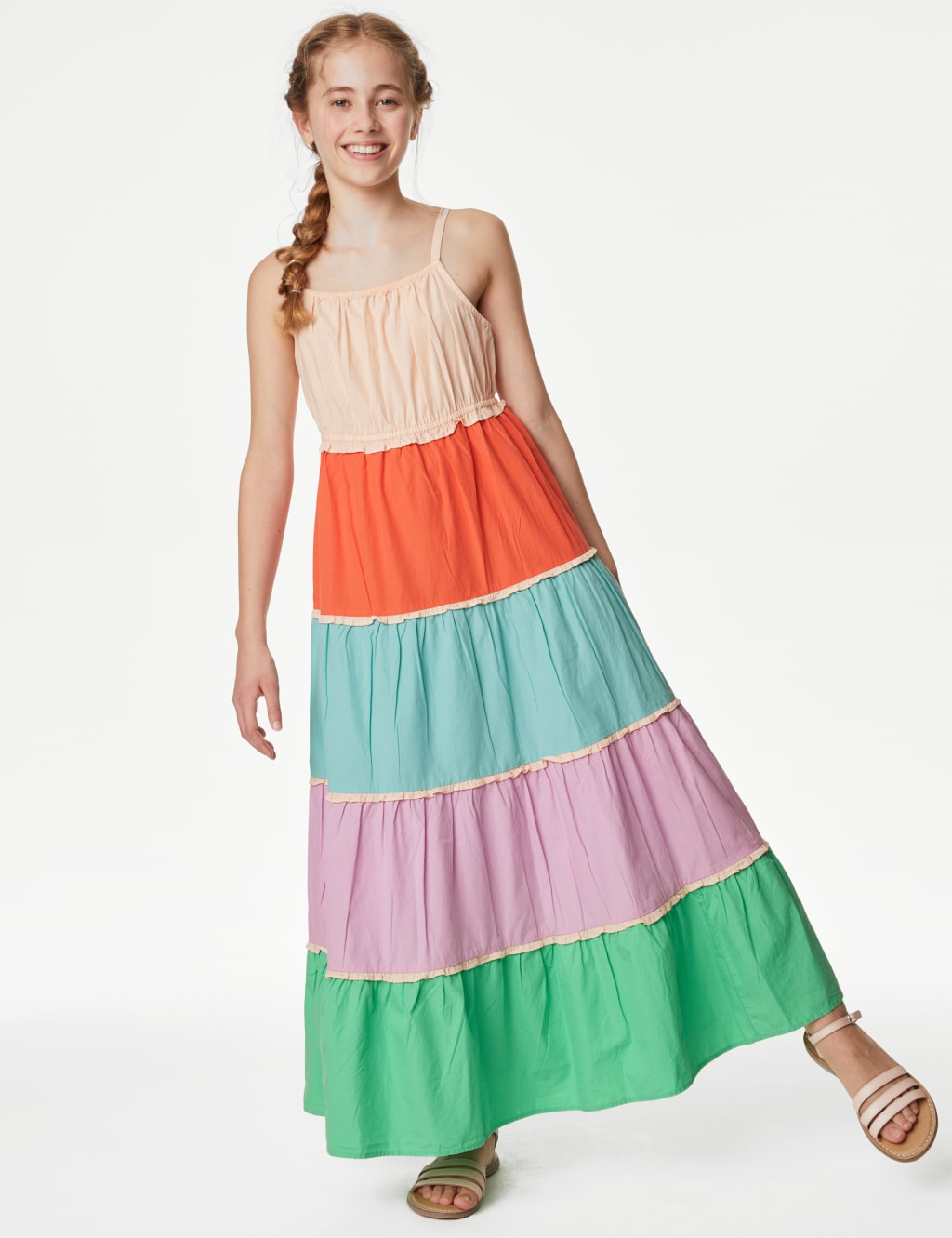 Pure Cotton Tiered Dress (6-16 Yrs) image 2