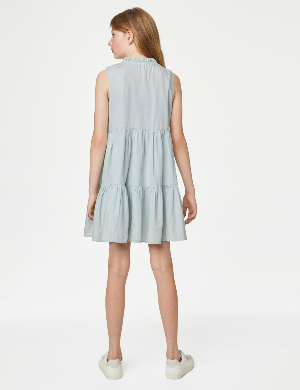 Pure Cotton Denim Tiered Dress (6-16 Yrs) image 4