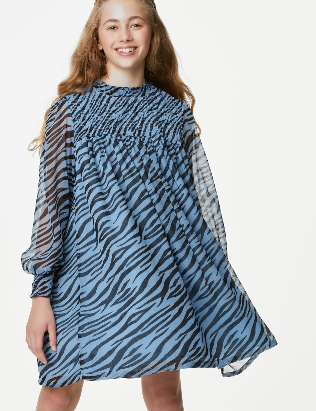 Printed Shirred Dress (6-16 Yrs) image 3