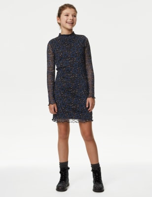 

Girls M&S Collection Mesh Floral Dress (6-16 Yrs) - Black Mix, Black Mix