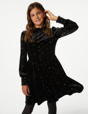 Robe en velours motif toile et paillettes du 6 au 16 ans