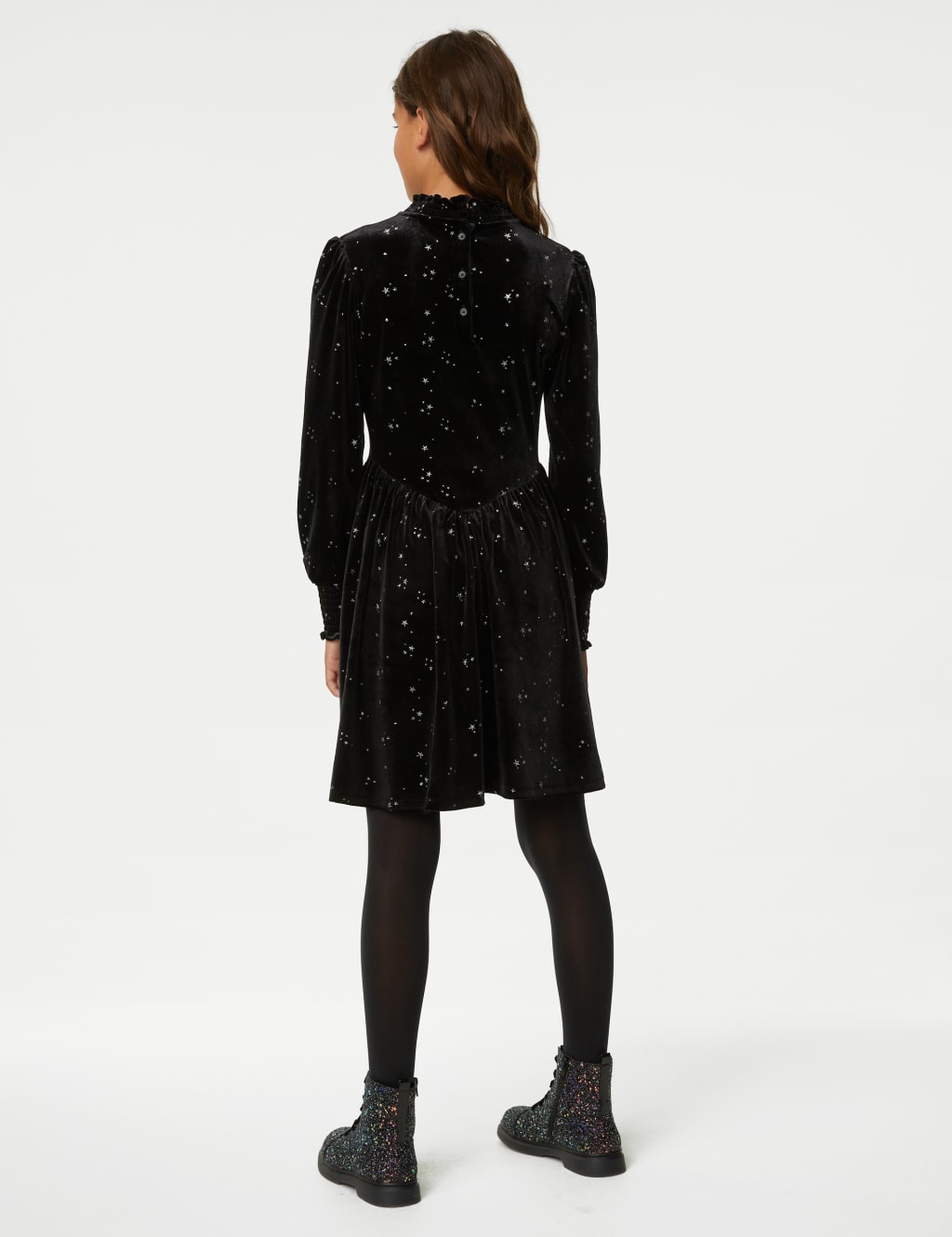 Velvet Glitter Star Dress (6-16 Yrs) image 4