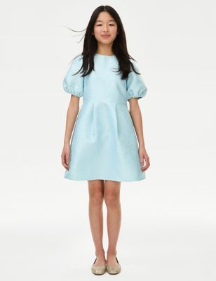 M&S Printed Dress, 2-3 Years, Bright Aqua - HelloSupermarket