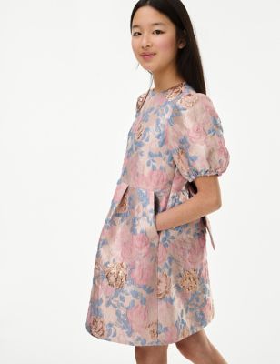 M&S Girl's Floral Dress (7-16 Yrs) - 12-13 - Multi, Multi,Blue Mix